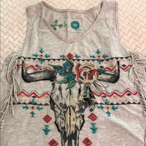 Tank top with fringe